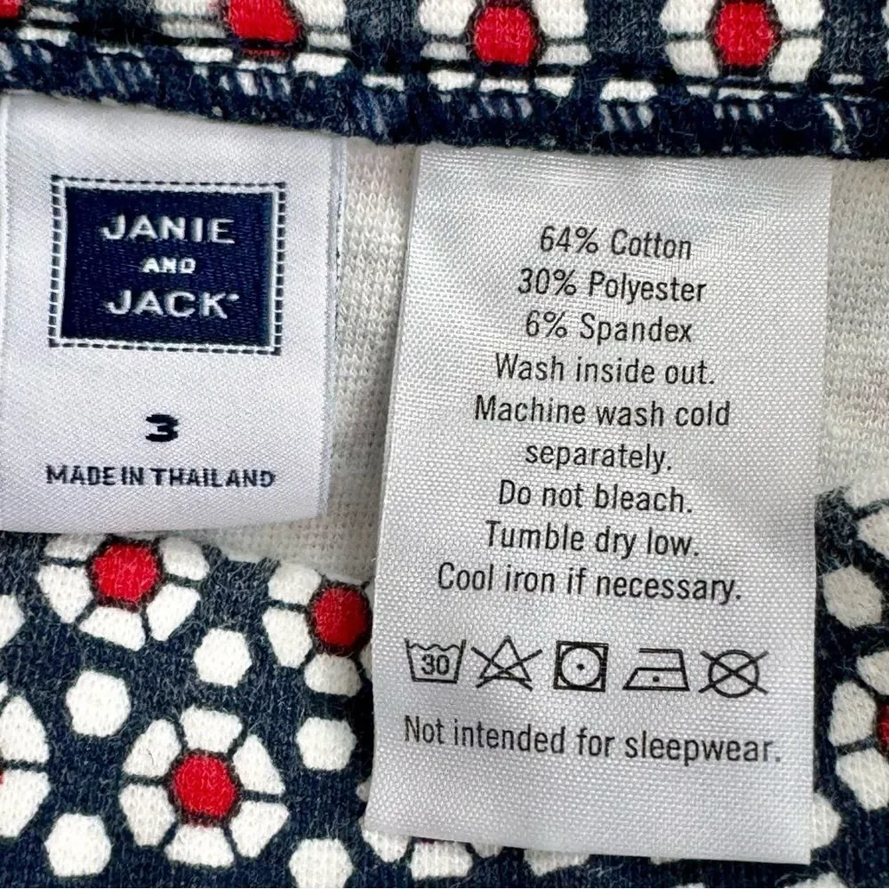 Janie and Jack Girls Toddler Kids Blue & Red Geo Ponte Pull-On Pants. 3. 3T.